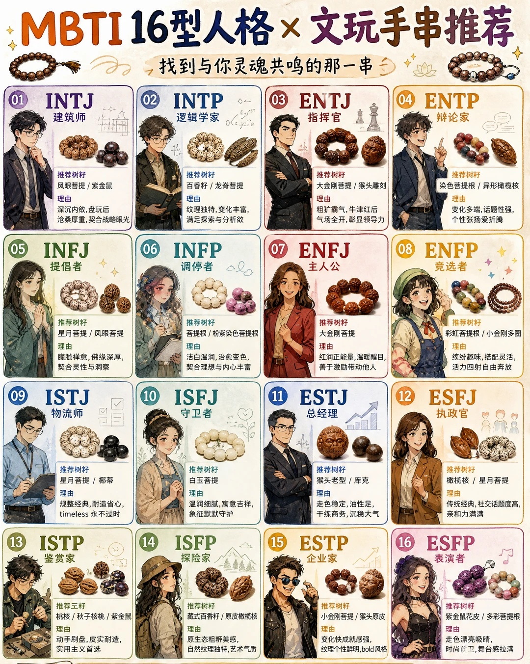 MBTI16型人格文玩手串推荐